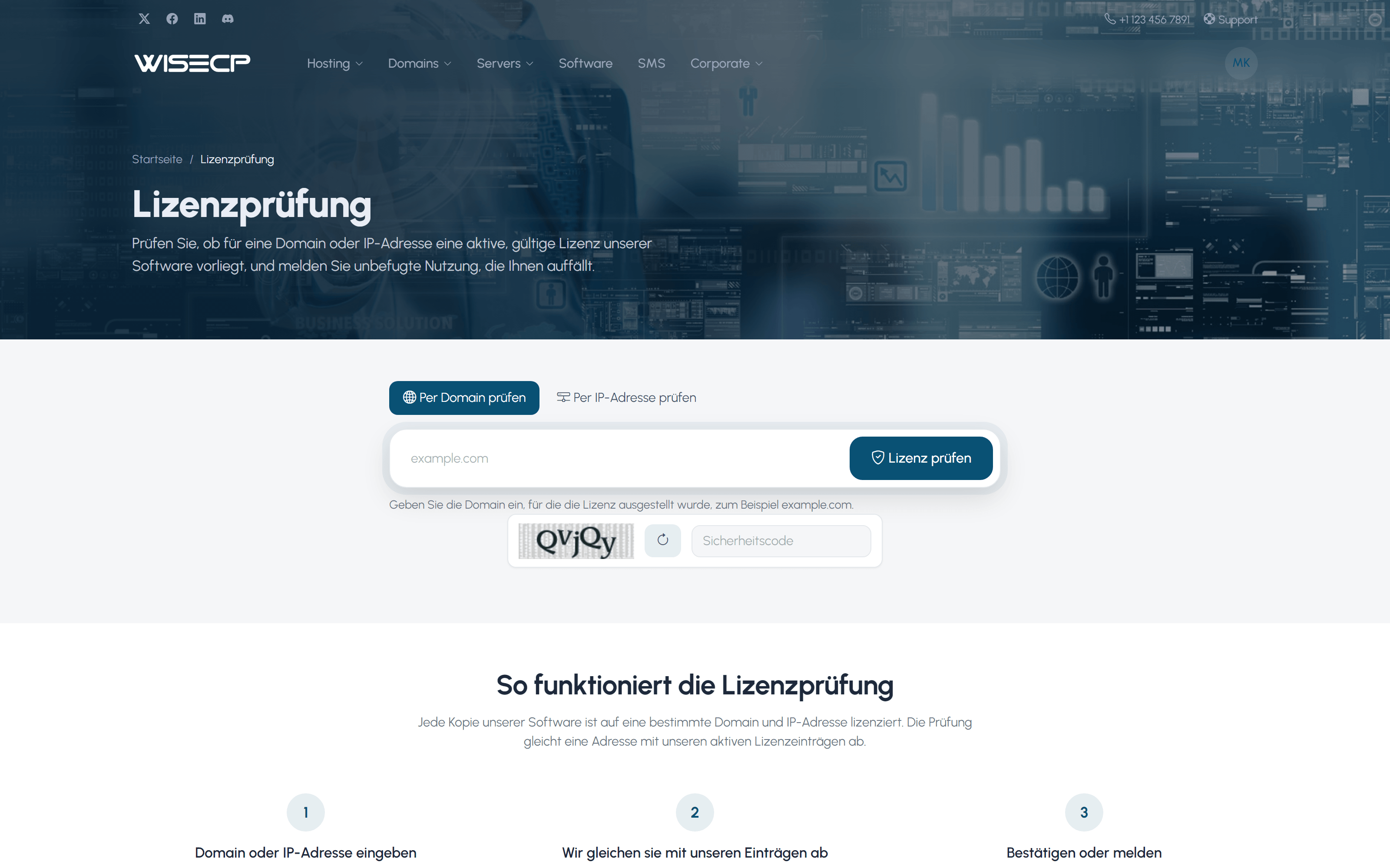 Öffentliche Lizenzverifizierungsseite: Eine Domain oder IP auf eine gültige Lizenz prüfen
