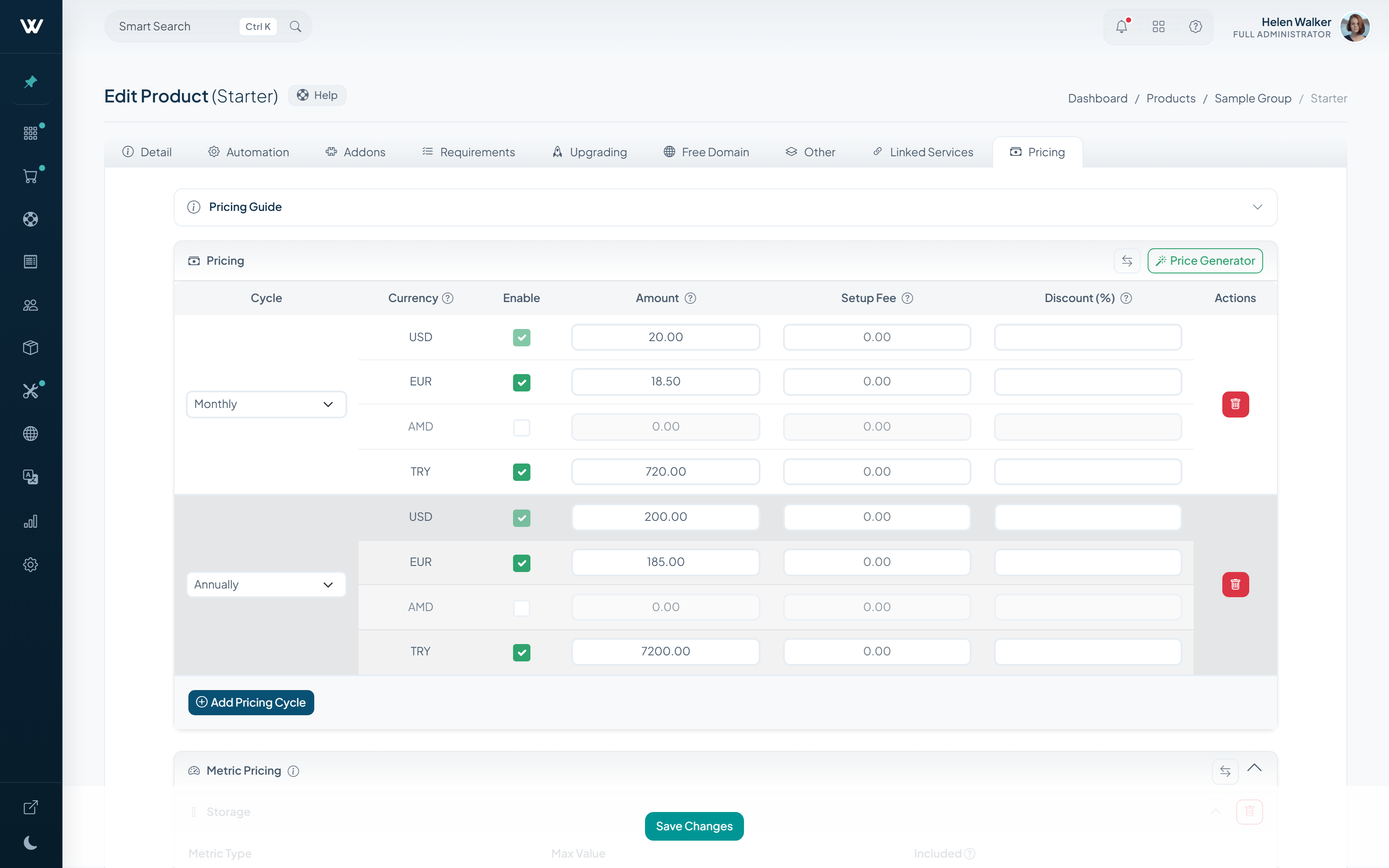 The product pricing builder: billing cycles, metric pricing with quotas and tiered ranges